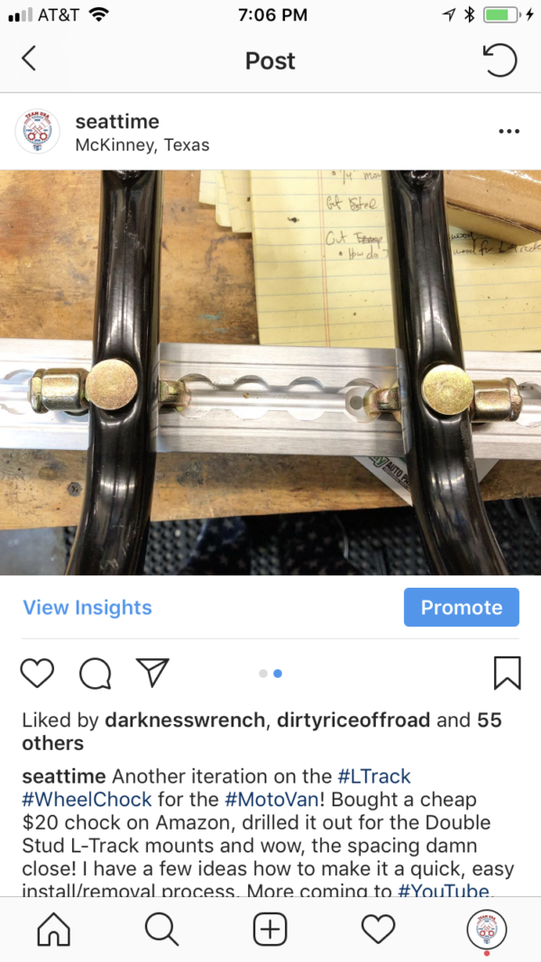 LTrack Motorcycle Wheel Chock Moto Van Conversion