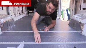 small coin floor installation into the moto van build