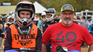 Jack Maki and his father on the starting line