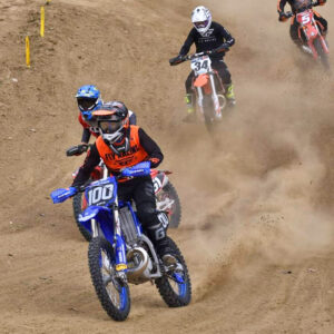 Jack Maki leading a dirt bike race