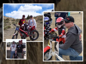 A family of dirt bike riders