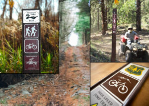 Fiberglass signs for trail marking.