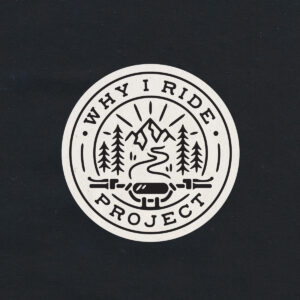 Why I Ride Project Logo, handlebars looking at the trail ahead.