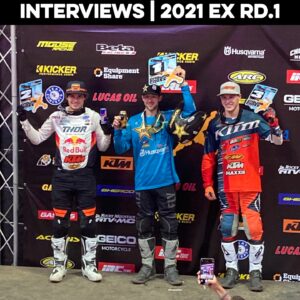 Endurocross racers on the podium.