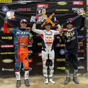 Top three racers on the Endurocross podium
