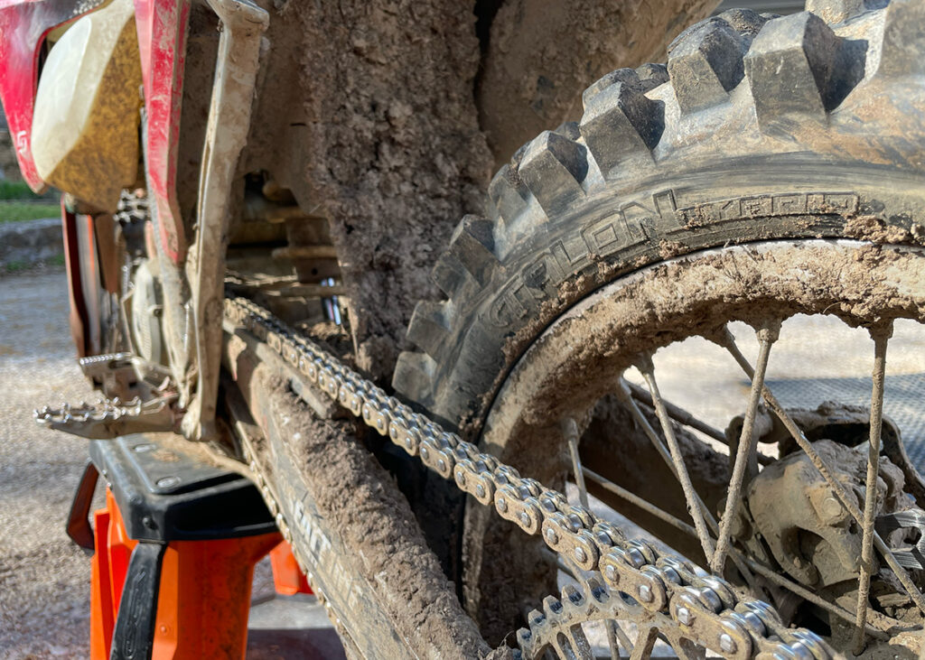 Tusk Talon Gummy Tire after a muddy riace