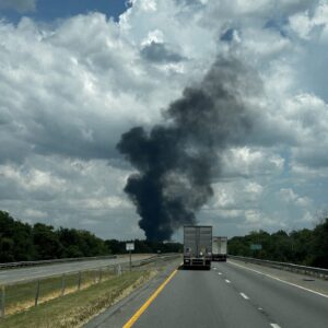 Hazmat cleanup on I-40.