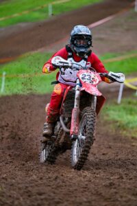 Dirt bike racer focused on the course ahead at the Rattlesnake SuperTest.