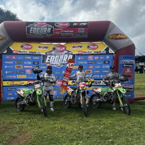 Racers on the podium for the SuperTest at the Rattlesnake Enduro.