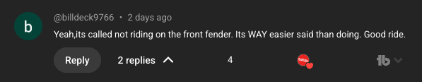 Youtube comment from the Seat Time youtube channel.