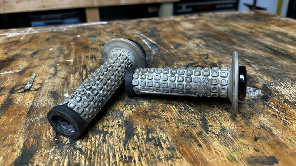 ODI Nomad grips laid out for review pictures.