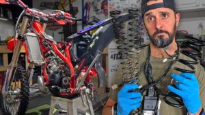 Dirt bike mechanic looking sad about the Beta 200 electrical issues.