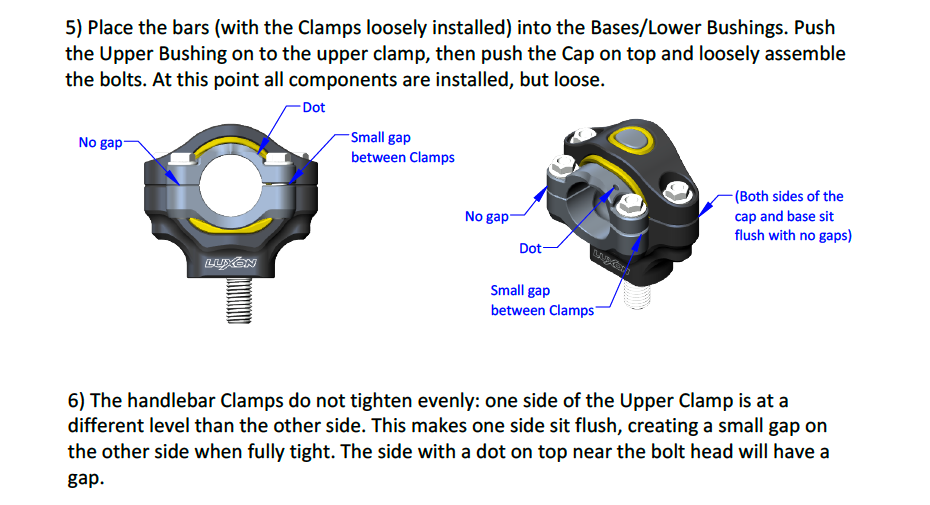 Nexus Bar Mounts correct clamp placement for bushing install