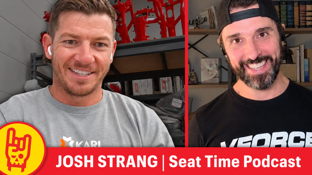 Josh Strang and Brian Pierce smiling as they discuss offroad racing on the Seat Time Podcast.